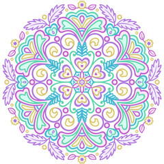Diseño de mandala digital a color sin fondo