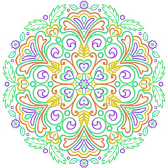 Diseño de mandala digital a color sin fondo