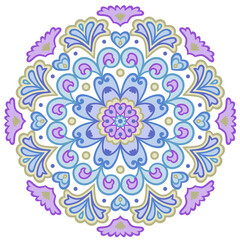 Diseño de mandala digital a color sin fondo