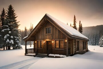 a charming cabin in the woods, surrounded by tall trees, offers a peaceful and secluded getaway from the bustling world