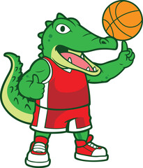 Alligator Basketball Cartoon Mascot Trick Ball