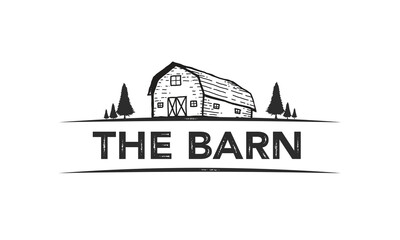 Fototapeta premium the barn logo design rustic vintage style wooden house rural countryside traditional building icon symbol