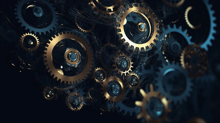 Fototapeta na wymiar Heavy metal cogwheel gears conceptual illustration. Generative AI image.
