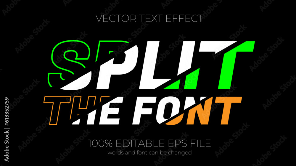 Poster split editable text effect style, eps editable text effect