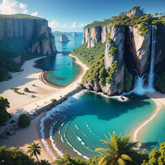 Fototapeta premium View Of The Tropical Island - Generative Ai
