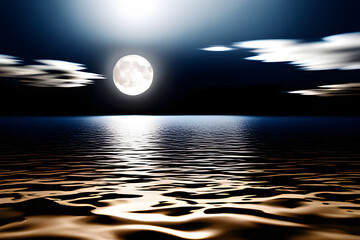 moon over the sea  created using AI Generative Technology