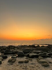 Sunset on the rock beach