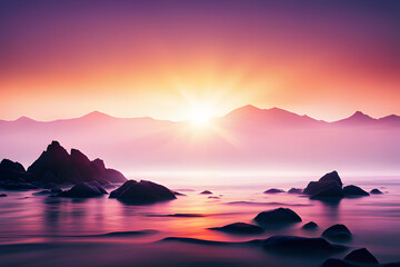 sunset over the sea  created using AI Generative Technology