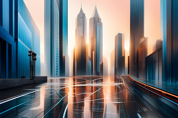 scifi futuristic building in morning  created using AI Generative Technology