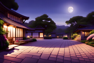 night view of the city, japanese city  created using AI Generative Technology