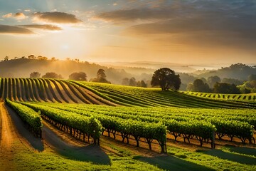 Fototapeta premium vineyard in the morning