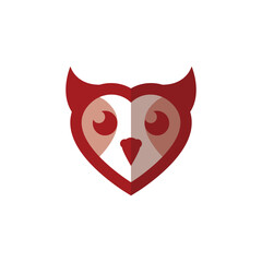 Heart-shaped owl head logo, simple and modern, suitable for any business use.