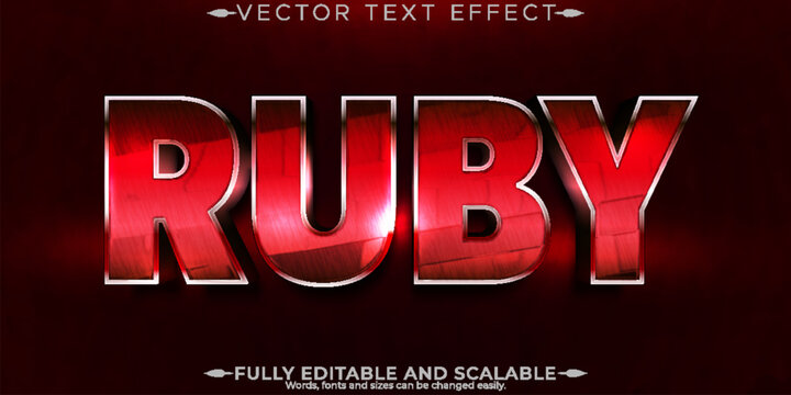 Editable text effect ruby, 3d gemstone and royal font style