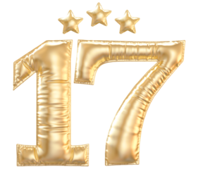 17 year anniversary number Gold