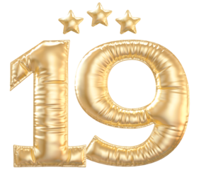 19 year anniversary number Gold
