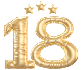 18 year anniversary number Gold