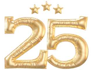 25 year anniversary number Gold