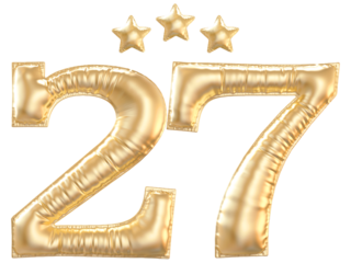 27 year anniversary number Gold