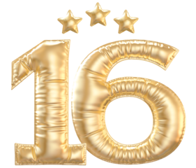 16 year anniversary number Gold