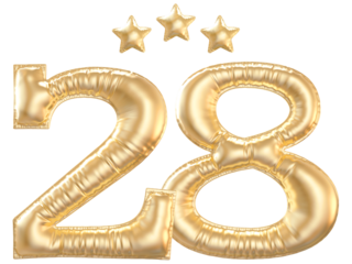 28 year anniversary number Gold