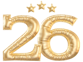 26 year anniversary number Gold