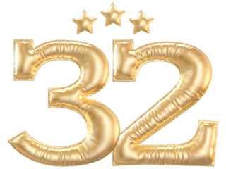 32 year anniversary number Gold