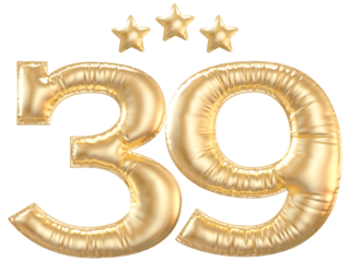 39 year anniversary number Gold