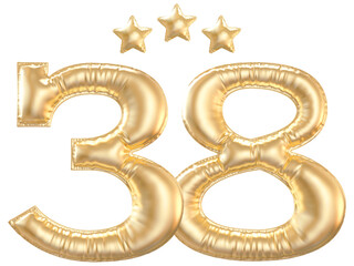 38 year anniversary number Gold