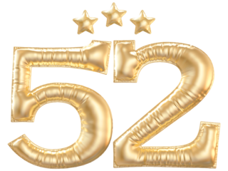 52 year anniversary number Gold