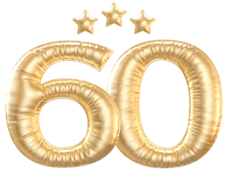 60 year anniversary number Gold