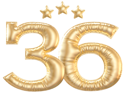 36 year anniversary number Gold