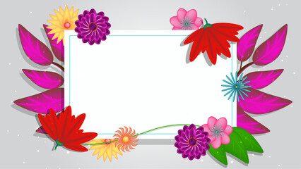Colorful Flowers frame isolated on white background. Gentle composition with daylilys