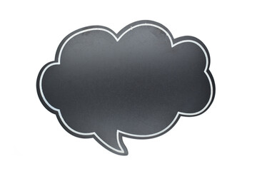empty black speech bubble in the form of a cloud isolated on white background