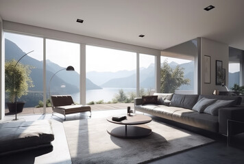 Obraz na płótnie Canvas modern house interior design, generative AI