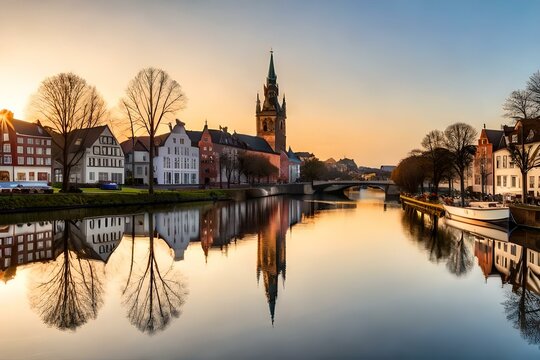 sunset over the river