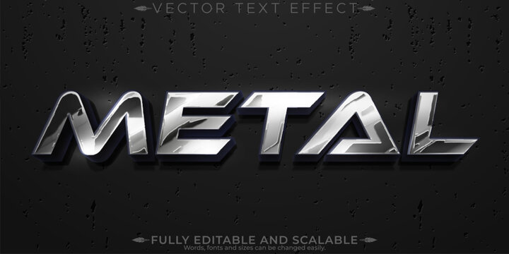 Metal steel text effect, editable crome and silver text style