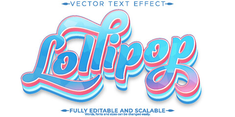 Lollipop candy text effect, editable sugar and sweet text style
