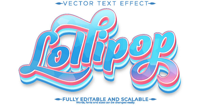 Lollipop candy text effect, editable sugar and sweet text style