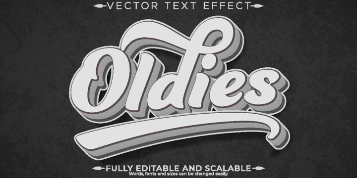 Editable text effect oldies, 3d vintage and retro font style