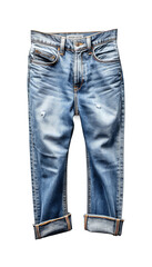 Clean-Cut Denim: A Full-Sized Jeans on a Transparent Background. Generative AI