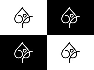 simple modern people leaf icon logo