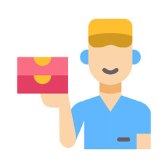 Courier flat icon for professions and jobs, delivery, man, people logo
