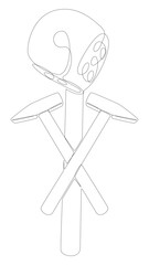 One continuous line of Hammer and Dice. Thin Line Illustration vector concept. Contour Drawing Creative ideas.