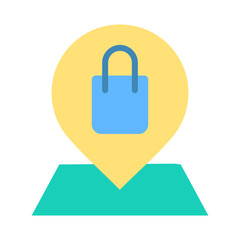 Shop Local flat icon for maps and location, store mall, pin, location logo
