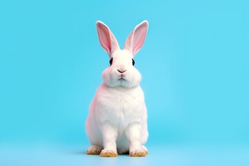 Fototapeta premium small white bunny sitting against background