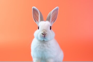 Obraz premium small white bunny sitting against background