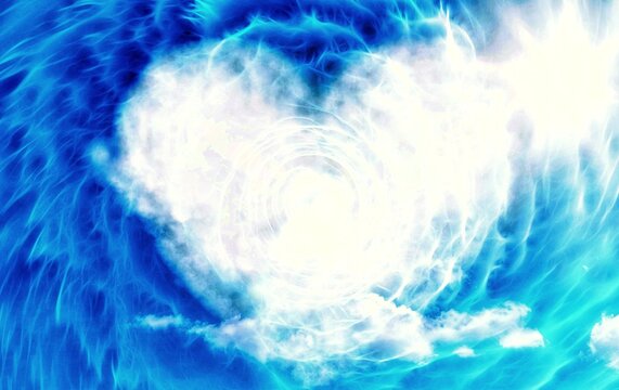 3d illustration of heart shaped clouds swirling in the sky © k_yu