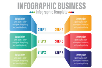 Six rectangle timeline steps or option workflow infographic plan concept design vector with icons. Business roadmap timeline network project template for presentation and report.