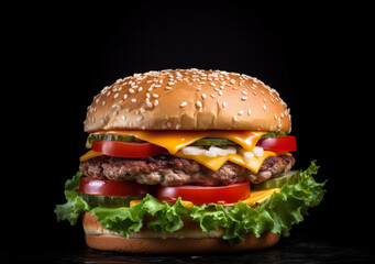 burger on black background