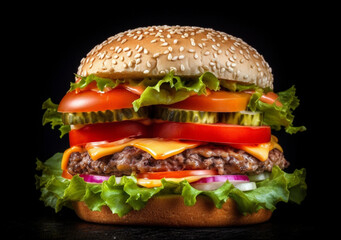 burger on black background